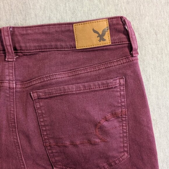 American Eagle Outfitters Jegging Super Stretch Purple Distressed Destroyed - Picture 11 of 11